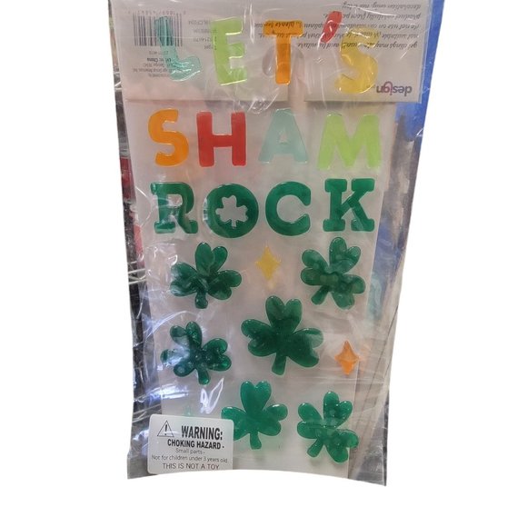 Lets Shamrock St. Patricks Day Gel Window Clings - Picture 1 of 1